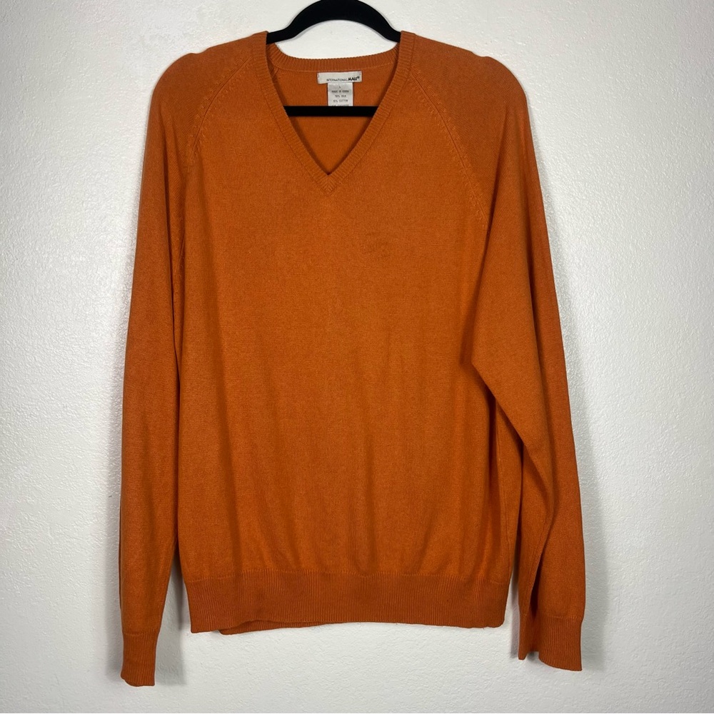 Vintage International Male orange silk cotton cashmere sweater large
